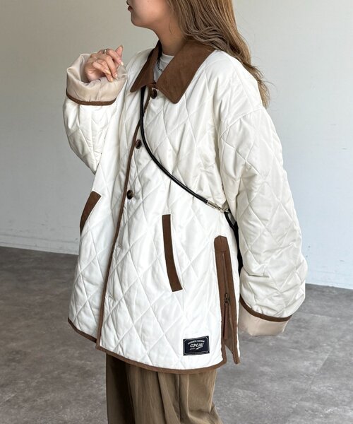 CPCM（シーピーシーエム）の「襟コーデュロイキルティングブルゾン（ブルゾン・レディース・アイボリー/ネイビー/ブラック・FREE/LARGE）」の5枚目の写真