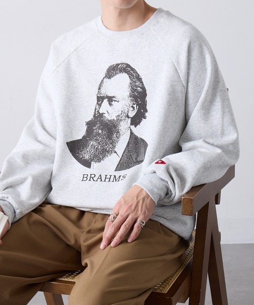 Healthknit(ヘルスニット)の「【Healthknit】Classic Sweat Crew L/S(Brahms Print)(スウェット・メンズ・サンドベージュ/アッシュ/サックスブルー・XL/L/M)」の11枚目の写真