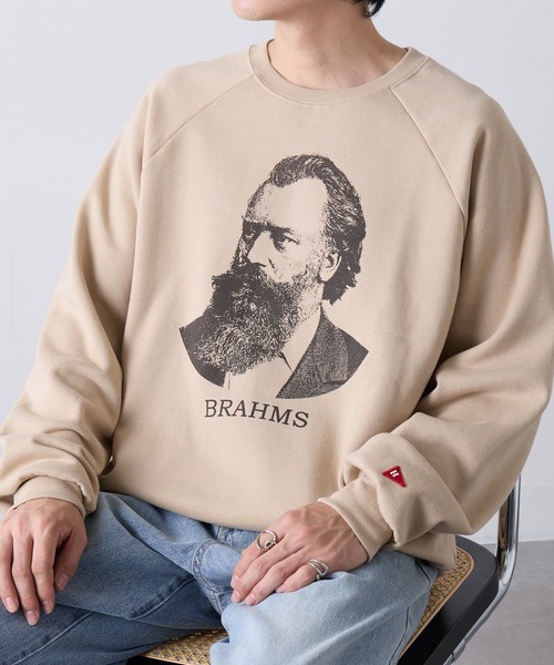 Healthknit(ヘルスニット)の「【Healthknit】Classic Sweat Crew L/S(Brahms Print)(スウェット・メンズ・サンドベージュ/アッシュ/サックスブルー・XL/L/M)」の14枚目の写真