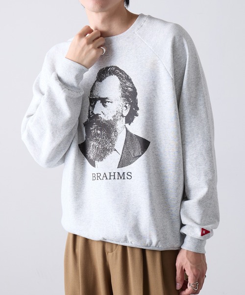 Healthknit(ヘルスニット)の「【Healthknit】Classic Sweat Crew L/S(Brahms Print)(スウェット・メンズ・サンドベージュ/アッシュ/サックスブルー・XL/L/M)」の10枚目の写真