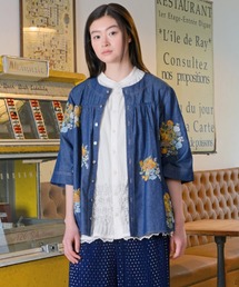 SUPER HAKKA | デニム/ツイル ブロッサムクラスタ刺繍ブルゾンブラウス(シャツ/ブラウス)