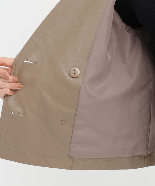 Andemiu（アンデミュウ）の「フェイクレザーショートジャケット573089（テーラードジャケット・レディース・モカ/ブラック・FREE）」の17枚目の写真