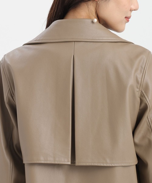 Andemiu（アンデミュウ）の「フェイクレザーショートジャケット573089（テーラードジャケット・レディース・モカ/ブラック・FREE）」の18枚目の写真