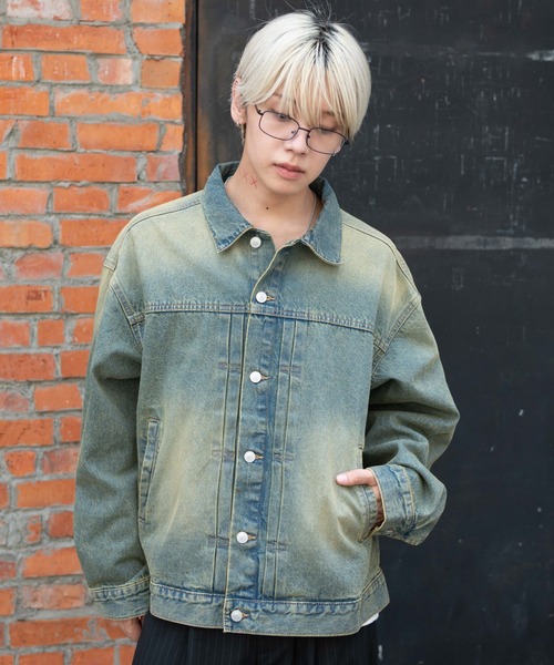 WEGO(ウィゴー)の「WEGO/ヴィンテージライクBIGデニムジャケット(デニムジャケット・メンズ・スカイブルー/ブラック系3・LARGE/MEDIUM)」の14枚目の写真