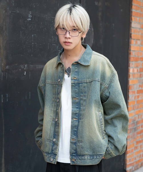 WEGO(ウィゴー)の「WEGO/ヴィンテージライクBIGデニムジャケット(デニムジャケット・メンズ・スカイブルー/ブラック系3・LARGE/MEDIUM)」の16枚目の写真