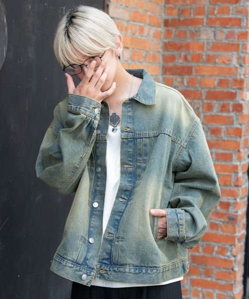 WEGO(ウィゴー)の「WEGO/ヴィンテージライクBIGデニムジャケット(デニムジャケット・メンズ・スカイブルー/ブラック系3・LARGE/MEDIUM)」の15枚目の写真