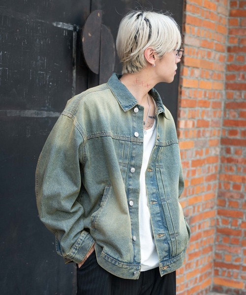 WEGO(ウィゴー)の「WEGO/ヴィンテージライクBIGデニムジャケット(デニムジャケット・メンズ・スカイブルー/ブラック系3・LARGE/MEDIUM)」の17枚目の写真