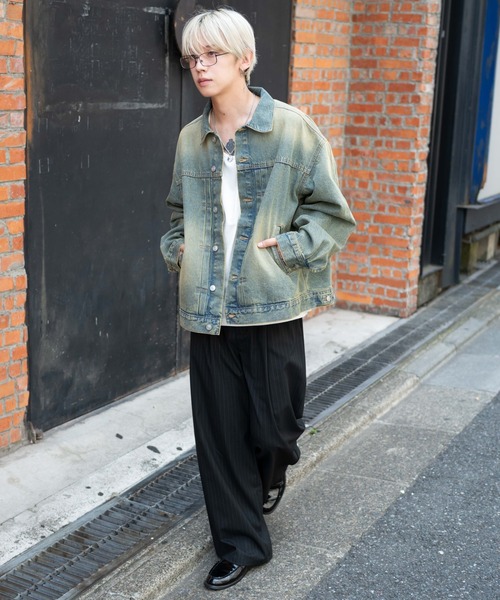 WEGO(ウィゴー)の「WEGO/ヴィンテージライクBIGデニムジャケット(デニムジャケット・メンズ・スカイブルー/ブラック系3・LARGE/MEDIUM)」の19枚目の写真