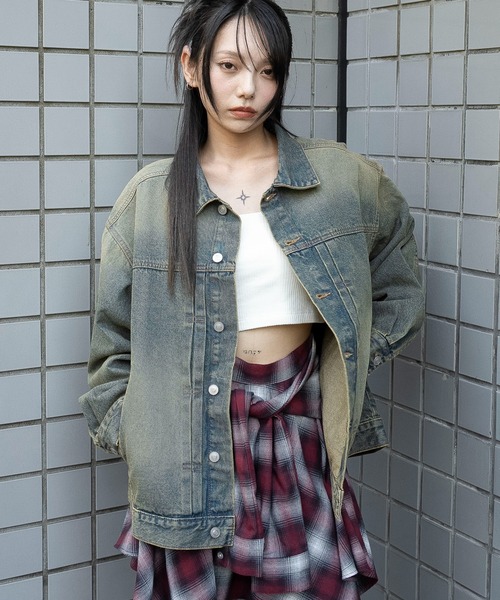 WEGO(ウィゴー)の「WEGO/ヴィンテージライクBIGデニムジャケット(デニムジャケット・メンズ・スカイブルー/ブラック系3・LARGE/MEDIUM)」の20枚目の写真