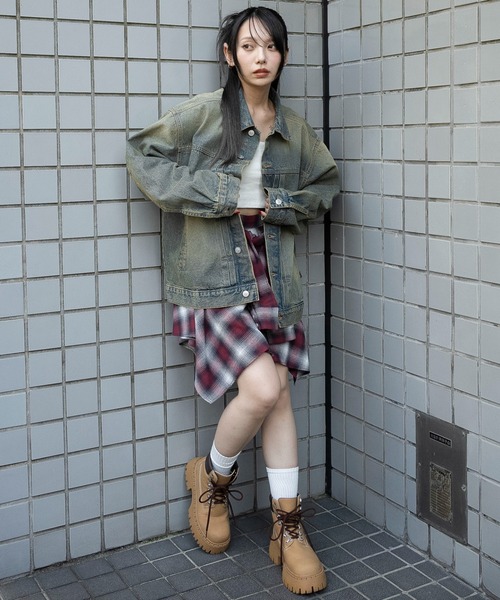 WEGO(ウィゴー)の「WEGO/ヴィンテージライクBIGデニムジャケット(デニムジャケット・メンズ・スカイブルー/ブラック系3・LARGE/MEDIUM)」の22枚目の写真