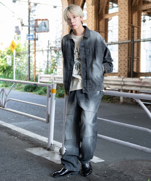 WEGO(ウィゴー)の「WEGO/ヴィンテージライクBIGデニムジャケット(デニムジャケット・メンズ・スカイブルー/ブラック系3・LARGE/MEDIUM)」の12枚目の写真