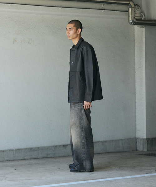 ゴートレザー ウォッシュド カーコート（ライダースジャケット