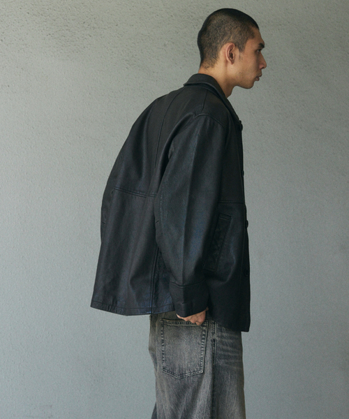 ゴートレザー ウォッシュド カーコート（ライダースジャケット