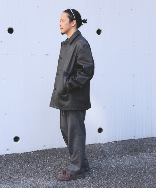 ゴートレザー ウォッシュド カーコート（ライダースジャケット