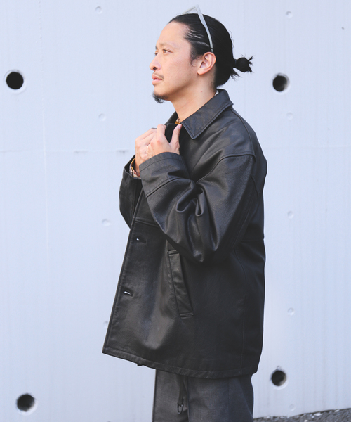 ゴートレザー ウォッシュド カーコート（ライダースジャケット