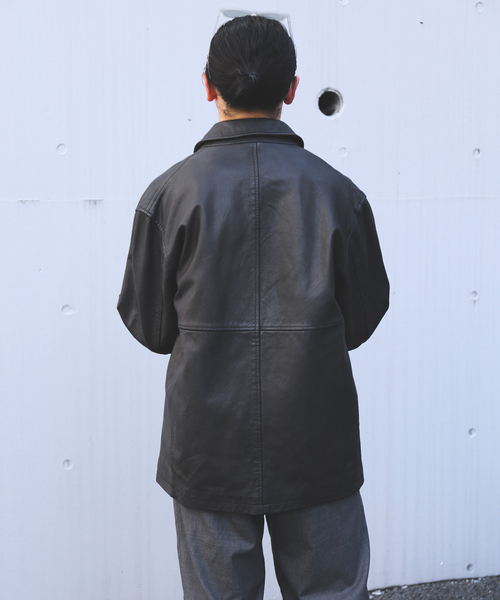 ゴートレザー ウォッシュド カーコート（ライダースジャケット