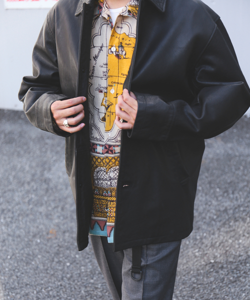 ゴートレザー ウォッシュド カーコート（ライダースジャケット