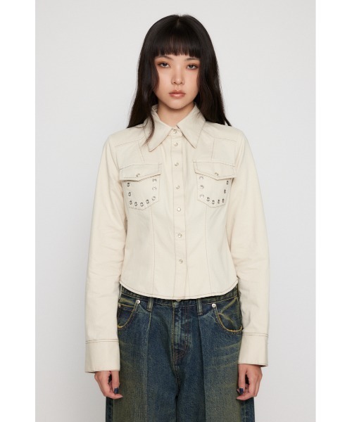 LAGUA GEM（ラグアジェム）の「EYELET POCKET COMPACT シャツ（シャツ/ブラウス・レディース・カーキ/チャコールグレー/アイボリー・FREE）」の12枚目の写真