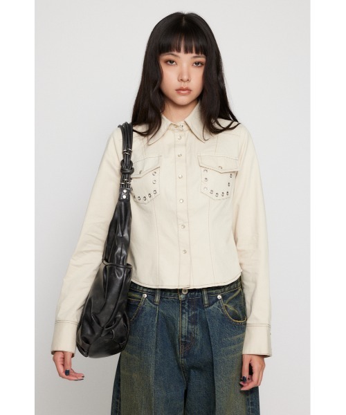 LAGUA GEM（ラグアジェム）の「EYELET POCKET COMPACT シャツ（シャツ/ブラウス・レディース・カーキ/チャコールグレー/アイボリー・FREE）」の20枚目の写真