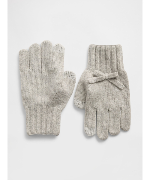 GAP（ギャップ）の「CashSoft カシミヤタッチ リボン グローブ (キッズ)（手袋・キッズ・ライトグレー/アイボリー・M/S/L）」の2枚目の写真