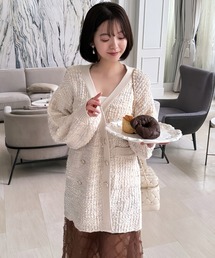 ROYAL PARTY | ニットツイードダブル釦ミドルカーディガン(カーディガン/ボレロ)