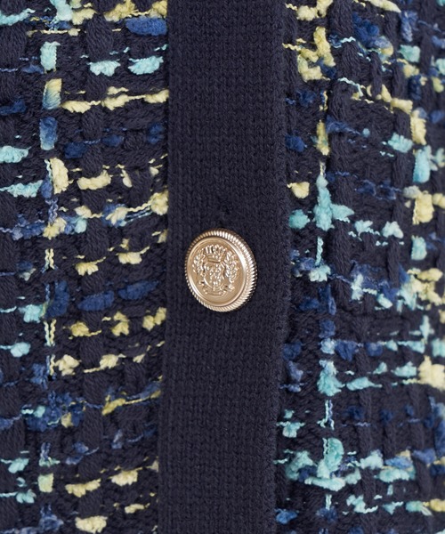 ROYAL PARTY（ロイヤルパーティー）の「ニットツイードダブル釦ミドルカーディガン（カーディガン/ボレロ・レディース・ネイビー/オフホワイト/ブラック・FREE）」の10枚目の写真