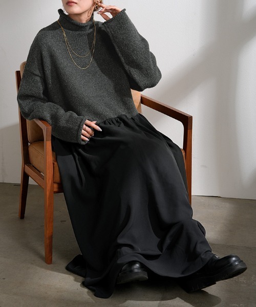 HUG.U(ハグユー)の「ハイネックニットドッキングワンピース(ワンピース・レディース・ブラック系その他/グリーン系その他・FREE)」の8枚目の写真