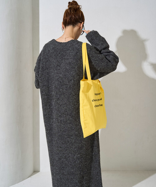 FREAK'S STORE(フリークスストア)の「限定展開 ミニ ブークレ Vネック ニット ワンピース(ワンピース・レディース・ブラック/ブラウン/ブルー/グレー/ナチュラル・フリ-)」の10枚目の写真