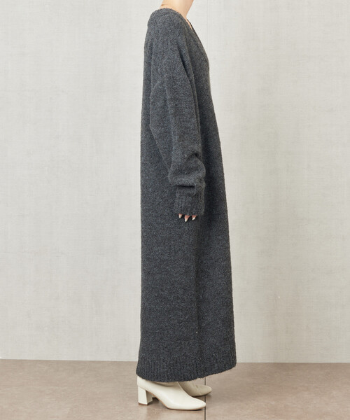 FREAK'S STORE(フリークスストア)の「限定展開 ミニ ブークレ Vネック ニット ワンピース(ワンピース・レディース・ブラック/ブラウン/ブルー/グレー/ナチュラル・フリ-)」の14枚目の写真