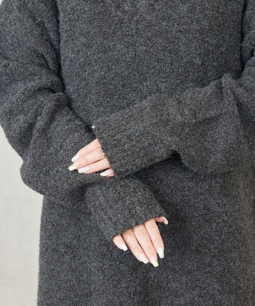 FREAK'S STORE(フリークスストア)の「限定展開 ミニ ブークレ Vネック ニット ワンピース(ワンピース・レディース・ブラック/ブラウン/ブルー/グレー/ナチュラル・フリ-)」の18枚目の写真