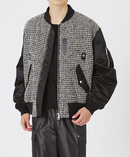 LOVELESS（ラブレス）の「ファンシーツイードコンビMA-1（MA-1・メンズ・チャコールグレー・M/S）」の2枚目の写真