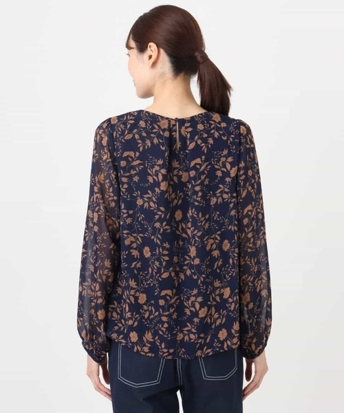 MK MICHEL KLEIN（エムケーミッシェルクラン）の「レトロ花柄ブラウス/洗える（シャツ/ブラウス・レディース・ライトブルー/ネイビー・38）」の20枚目の写真