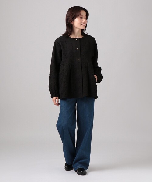 セール】フクレフラワージャカードノーカラージャケット（その他