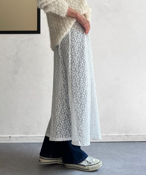 Chez toi（シェトワ）の「レイヤードフレアレーススカート（スカート・レディース・ホワイト/カーキ・FREE）」の5枚目の写真