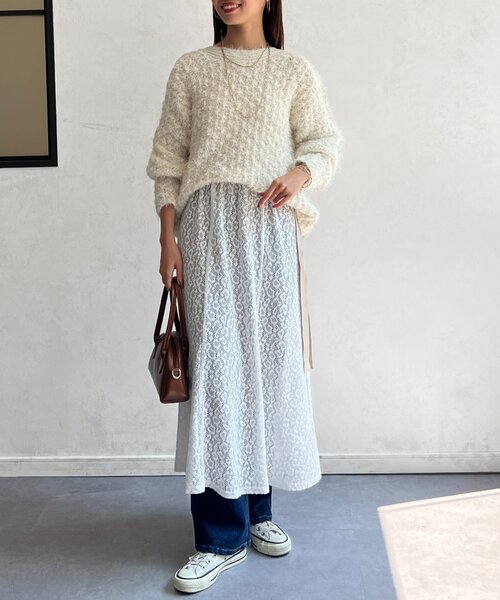 Chez toi（シェトワ）の「レイヤードフレアレーススカート（スカート・レディース・ホワイト/カーキ・FREE）」の7枚目の写真