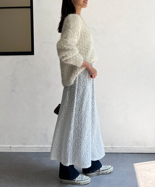 Chez toi（シェトワ）の「レイヤードフレアレーススカート（スカート・レディース・ホワイト/カーキ・FREE）」の9枚目の写真