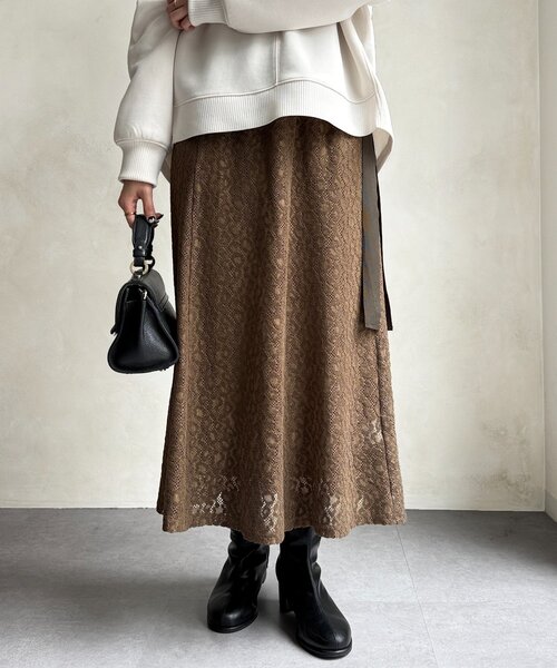 Chez toi（シェトワ）の「レイヤードフレアレーススカート（スカート・レディース・ホワイト/カーキ・FREE）」の11枚目の写真