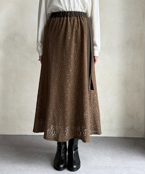 Chez toi（シェトワ）の「レイヤードフレアレーススカート（スカート・レディース・ホワイト/カーキ・FREE）」の19枚目の写真