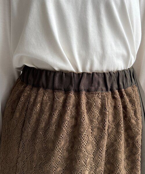 Chez toi（シェトワ）の「レイヤードフレアレーススカート（スカート・レディース・ホワイト/カーキ・FREE）」の21枚目の写真