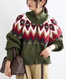 RIVE DROITE | 予約【モダンな印象】ノルディックニットブルゾン(カーディガン/ボレロ)