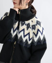 RIVE DROITE | 【モダンな印象】ノルディックニットブルゾン(カーディガン/ボレロ)