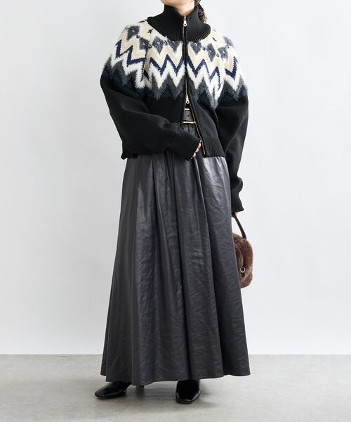 RIVE DROITE（リヴドロワ）の「【モダンな印象】ノルディックニットブルゾン（カーディガン/ボレロ・レディース・ブラック/カーキ・FREE）」の3枚目の写真