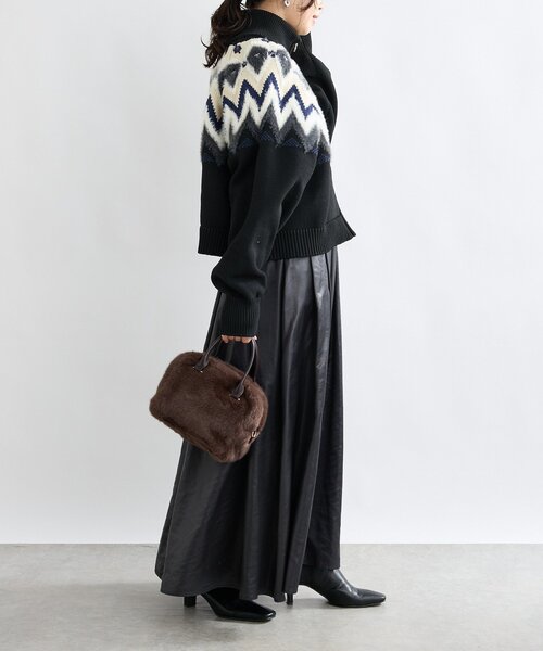 RIVE DROITE（リヴドロワ）の「【モダンな印象】ノルディックニットブルゾン（カーディガン/ボレロ・レディース・ブラック/カーキ・FREE）」の4枚目の写真