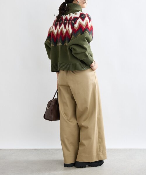 RIVE DROITE（リヴドロワ）の「【モダンな印象】ノルディックニットブルゾン（カーディガン/ボレロ・レディース・ブラック/カーキ・FREE）」の12枚目の写真