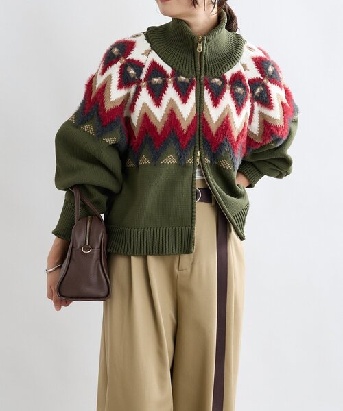 RIVE DROITE（リヴドロワ）の「【モダンな印象】ノルディックニットブルゾン（カーディガン/ボレロ・レディース・ブラック/カーキ・FREE）」の16枚目の写真