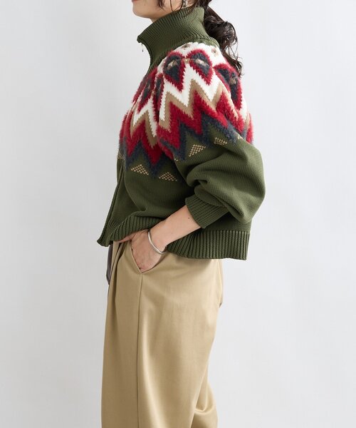 RIVE DROITE（リヴドロワ）の「【モダンな印象】ノルディックニットブルゾン（カーディガン/ボレロ・レディース・ブラック/カーキ・FREE）」の17枚目の写真