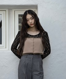 I_am | u neck sheer lace mellow tops / ユーネックシアーレースメロートップス(Tシャツ/カットソー)