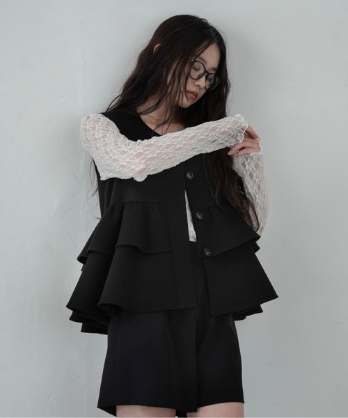 I_am（アイアム）の「u neck sheer lace mellow tops / ユーネックシアーレースメロートップス（Tシャツ/カットソー・レディース・ホワイト/ブラウン/ブラック・FREE）」の9枚目の写真