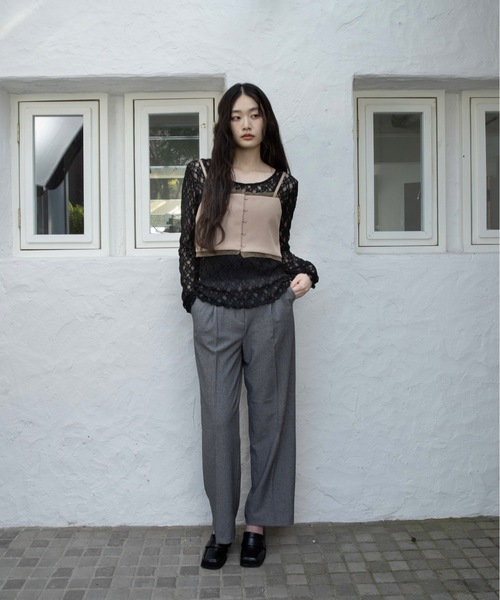 I_am（アイアム）の「u neck sheer lace mellow tops / ユーネックシアーレースメロートップス（Tシャツ/カットソー・レディース・ホワイト/ブラウン/ブラック・FREE）」の15枚目の写真