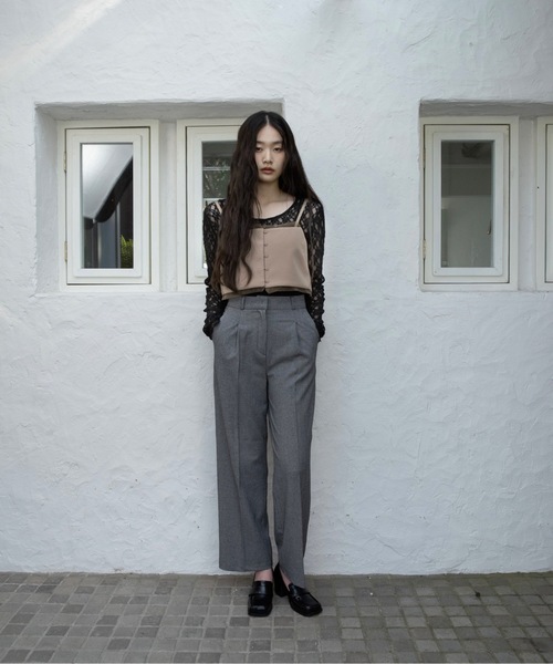 I_am（アイアム）の「u neck sheer lace mellow tops / ユーネックシアーレースメロートップス（Tシャツ/カットソー・レディース・ホワイト/ブラウン/ブラック・FREE）」の4枚目の写真